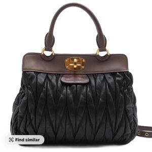 Miu Miu Black Matelasse Leather Turnlock Tote